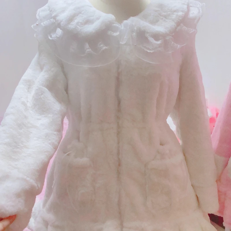 Original Design Sweet Cute Bow Y2k Pocket Fleece-Lined Women's Jackets 2025 Winter New Warm Loose Kawaii Cotton Coats Ladies