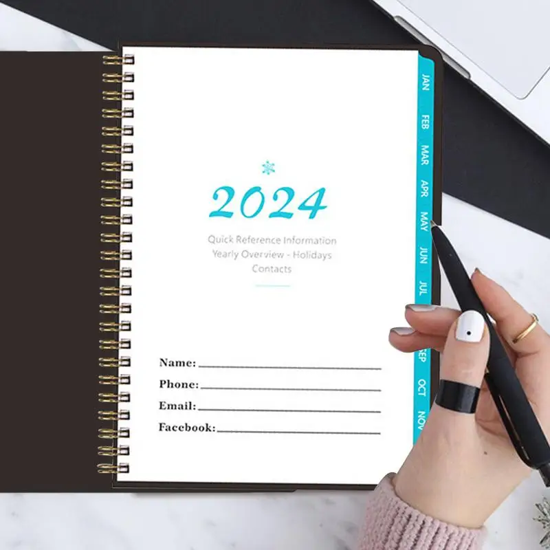 Coil Planner 2024 Coil Diary Books Hard Cover 2024 Planner Wirebound Weekly And Monthly Planner Spiral Bound Organizer Notebook