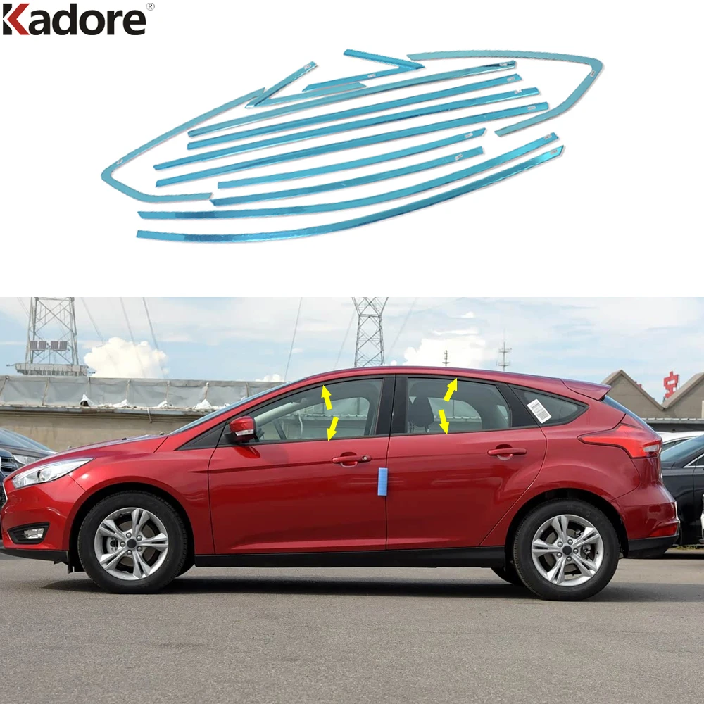 Window Sill Cover Trim For Ford Focus hatchback 2012 2013 2014 2015 Stainless Steel Car Windows Frame Molding Strips Accessories