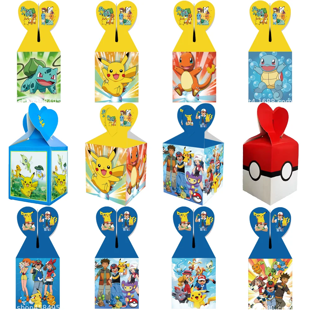 صندوق حلوى بطابع البوكيمون الكرتوني لحفلات أعياد الميلاد وحفلات أعياد الميلاد بيكاتشو كوكي صندوق مفاجآت لتزيين مستلزمات حفلات أعياد الميلاد