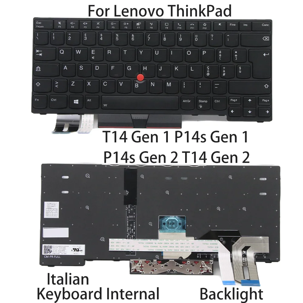 New For Lenovo ThinkPad T14/P14s Gen1 T14/P14s Gen2 Keyboard Italian Backlight 5N20V44064 5N20V43776 5N20V43920 5N20V44208