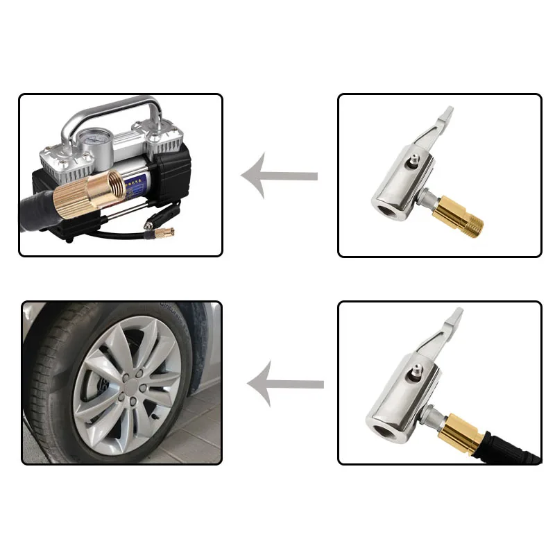 Portable Car Tire Inflatable Pump Car Air Pump Chuck Compressor Tire Inflator Tire Chuck with Barb Connector Car Repair Tools