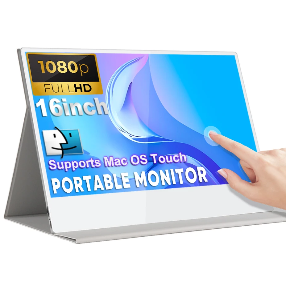 

16 Inch Touchscreen FHD IPS Display USB-C HD Portable For Laptop With Cover And Speakers External