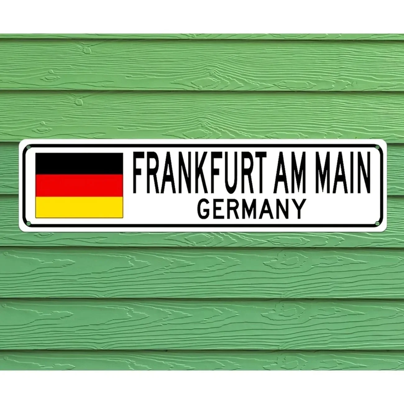 1pc [2D Flat] Customizable European Vintage Wall Plaque German Frankfurt License Plate Style Waterproof Living Room Home Decor F