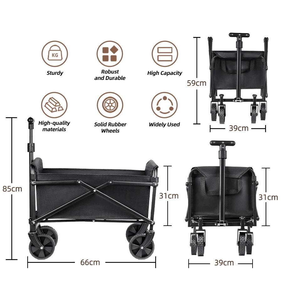 Foldable Portable Picnic Outdoor Camping Cart Heavy Duty Folding Utility Cart Shopping Beach Collapsible Folding Utility Cart