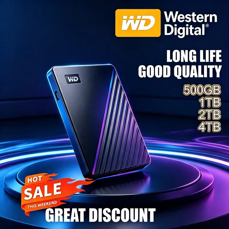 FOR WD My Passport External Hard Drive USB 3.0 500GB/1TB/2TB/4TB Encrypted Portable High-Speed Mobile Storage Disk for Computers