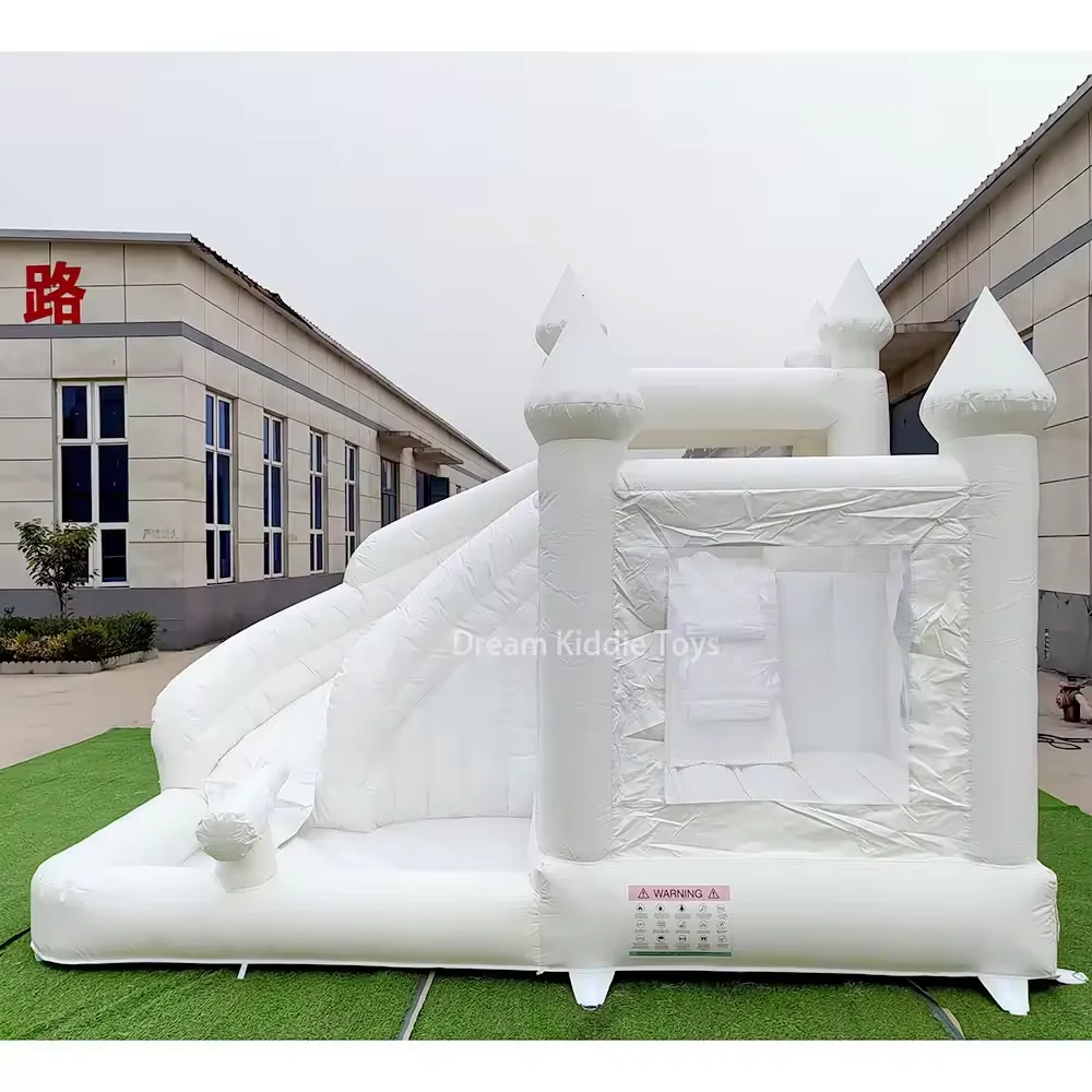 White Bounce House Castle PVC Inflatable with Slide Jumper Bouncy Castle with Blower White Jumper Bouncy Castle Wedding Decorati