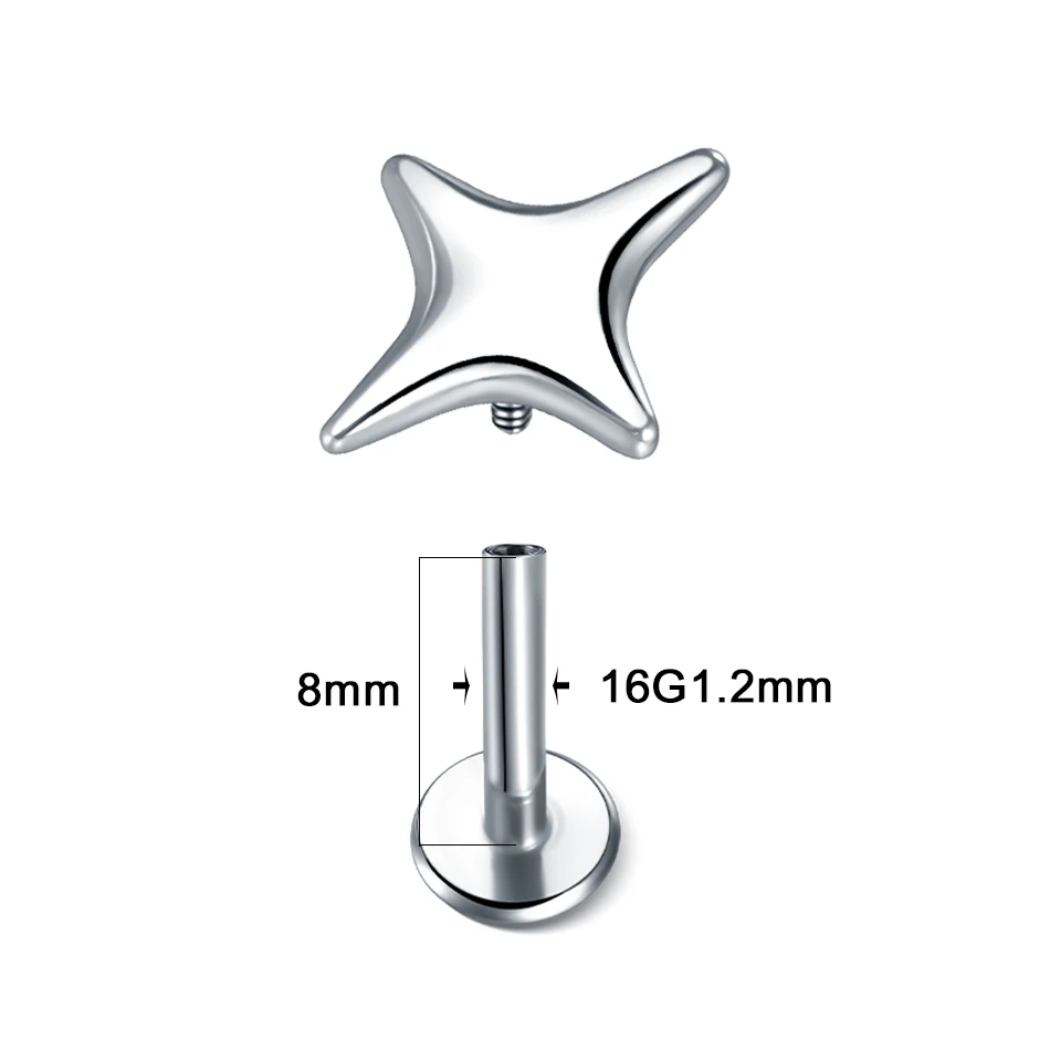 1Pc Stainless Steel Ear Cartilage Earring Internally Threaded Labret Monroe Lip Ring Stud Helix Piercing Tragus Lobe Jewelry