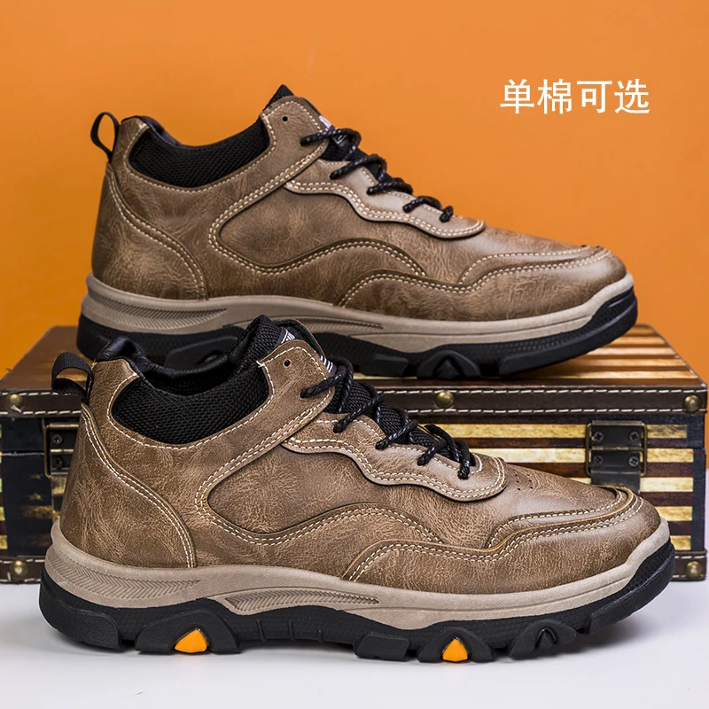 High Quality Leather Men Shoes Fashion Mens Casual shoes Comfortable Male Walking Sneakers Breathable Retro Non-slip Sport Shoes