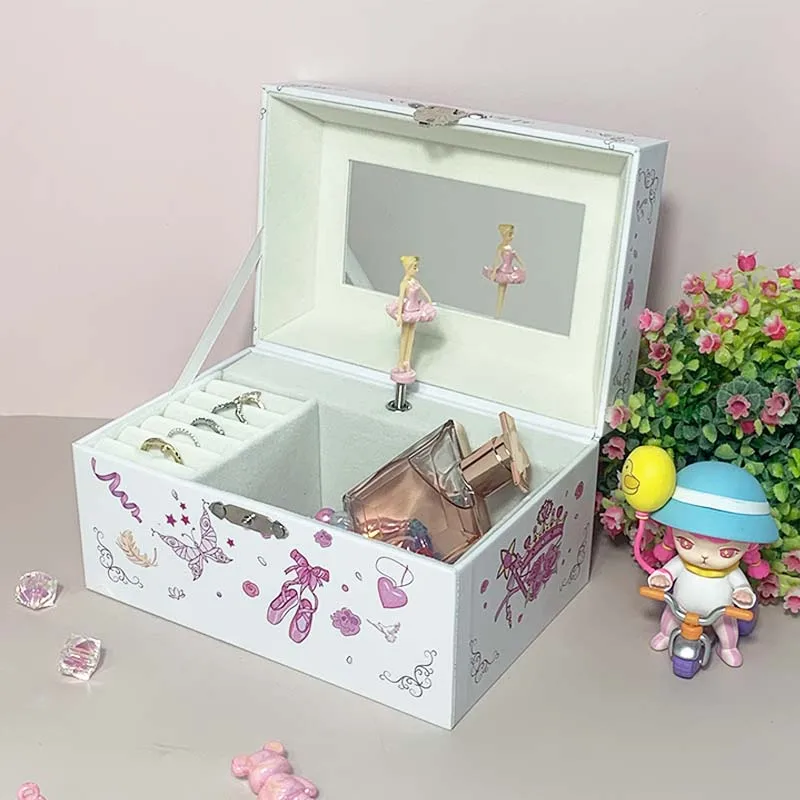 

Hapinest Musical Ballerina Jewelry Box for Girl Necklace Spinning Ballerina Jewelry Storage and Music Box Kids for Birthday Gift