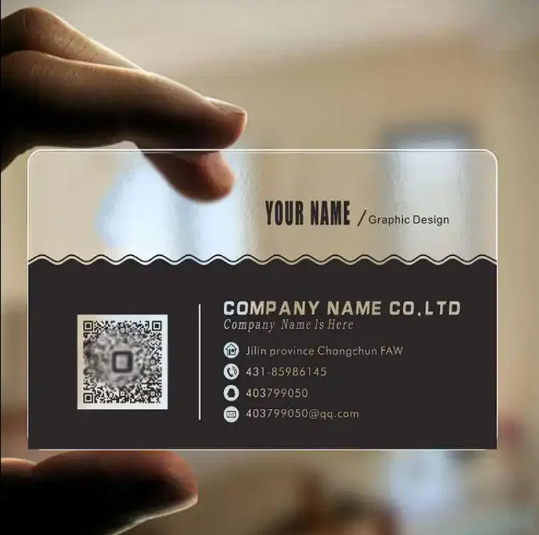 200pcs Customized Printing Luxury Plastic Clear PVC Name Cards Transparent Business Card with Company logo