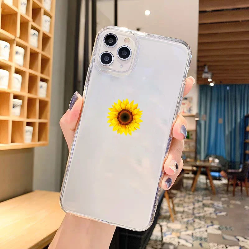 Summer Daisy Flower Phone Case for IPhone 11 12 13 14 15 Pro Max Mini XS Max X XR 8 7 Plus Bumper Shockproof Transparent Cover