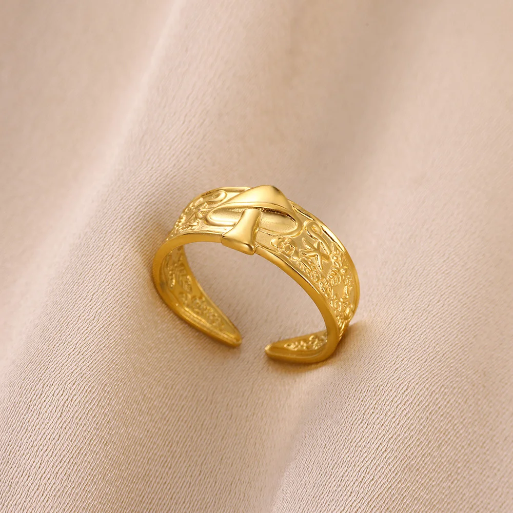 Vintage Stijl Paddestoel Patroon Open Vinger Ring Voor Dames Heren Rvs Verstelbare Stapelbare Y 2K Midi Metal Ringen Band
