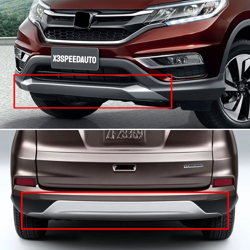 

Fit For 2015-2016 Honda CRV CR-V Front Back Rear Bumper Lip Spoiler Cover Skirt Silver Painted Factory Style ABS Plastic Made