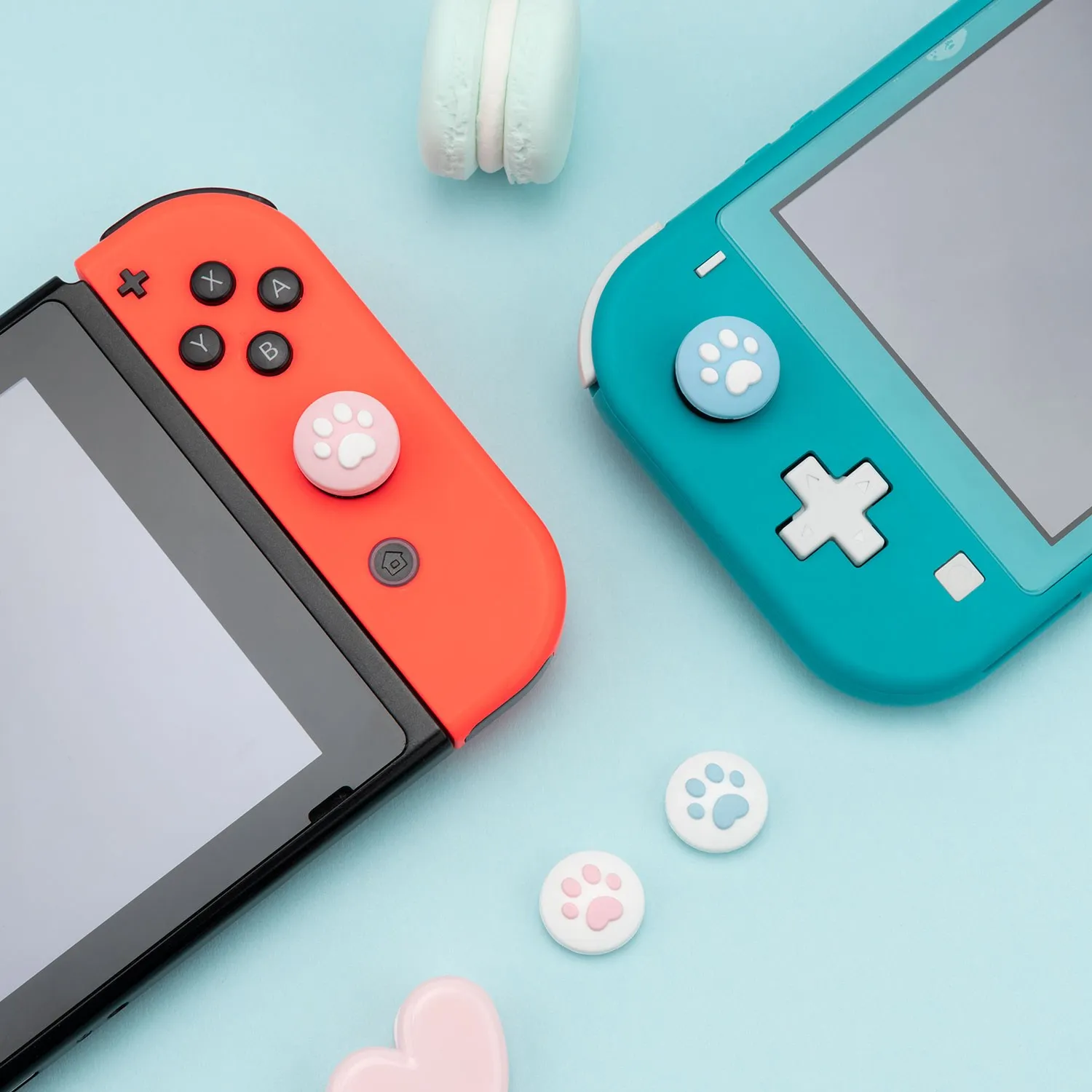 GeekShare-Tapas de Joystick con Pata de Gato para Nintendo Switch, tapas de silicona OLED con agarre de pulgar para Nintendo Switch Lite