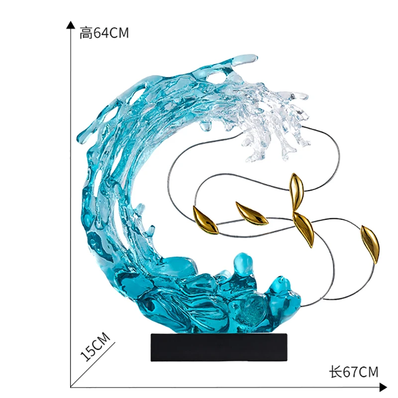 Home Decor Abstract Art Sculpture Decoration Luxury Villa Living Room Entrance Office Desktop Blue Transparent Decorations Craft