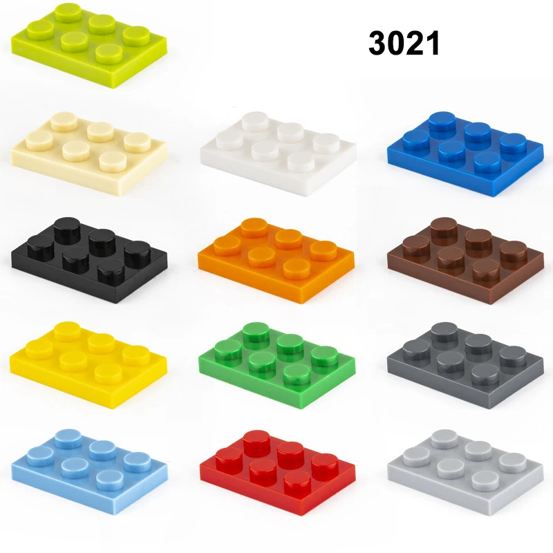 57 Stuks Moc Plaat 2*3 Bakstenen Bouwstenen Accessoires Plastic Speelgoed Nr. 3021 Kinderen Leren Speelgoed Assemblage Model 2X3 Plaat