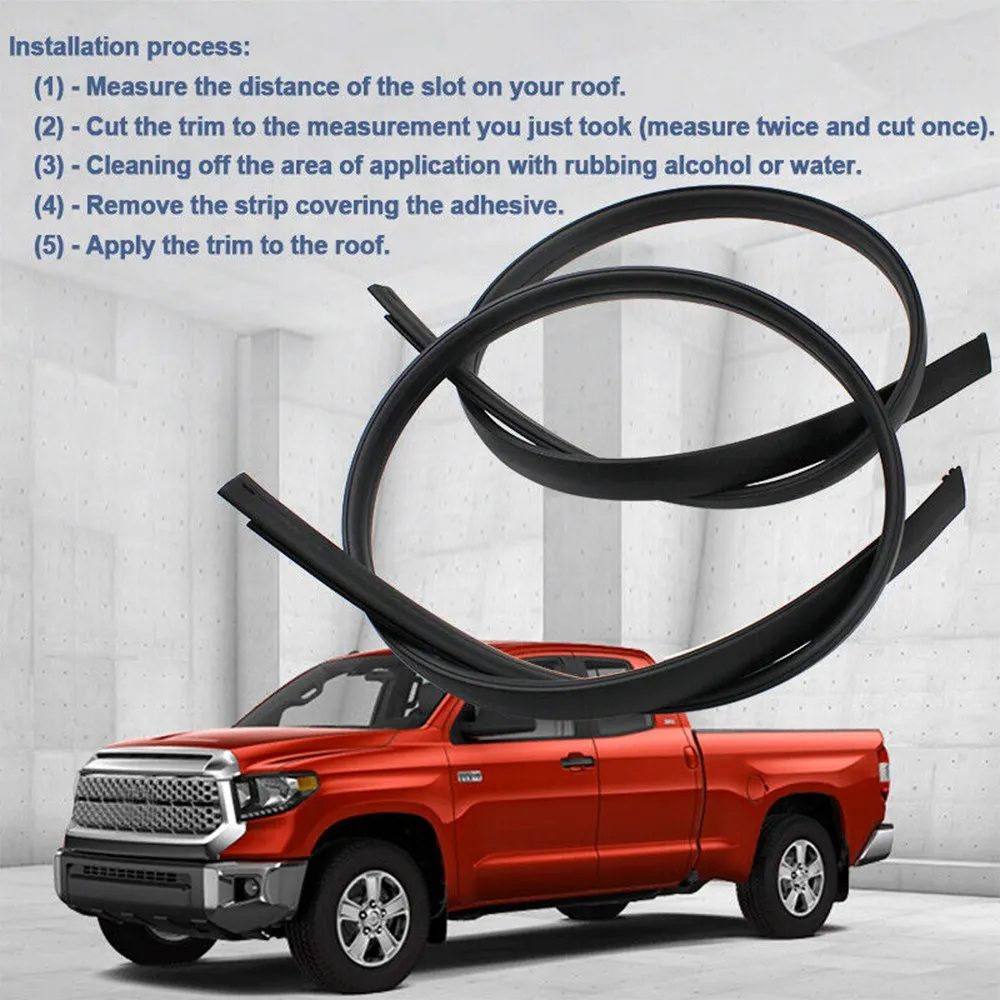 755510C050 755520C050 2 قطعة سقف صب ختم السير الوقائي الأسود ل تندرا كابينة مزدوجة 2007-2020 اكسسوارات السيارات المطاط دائم