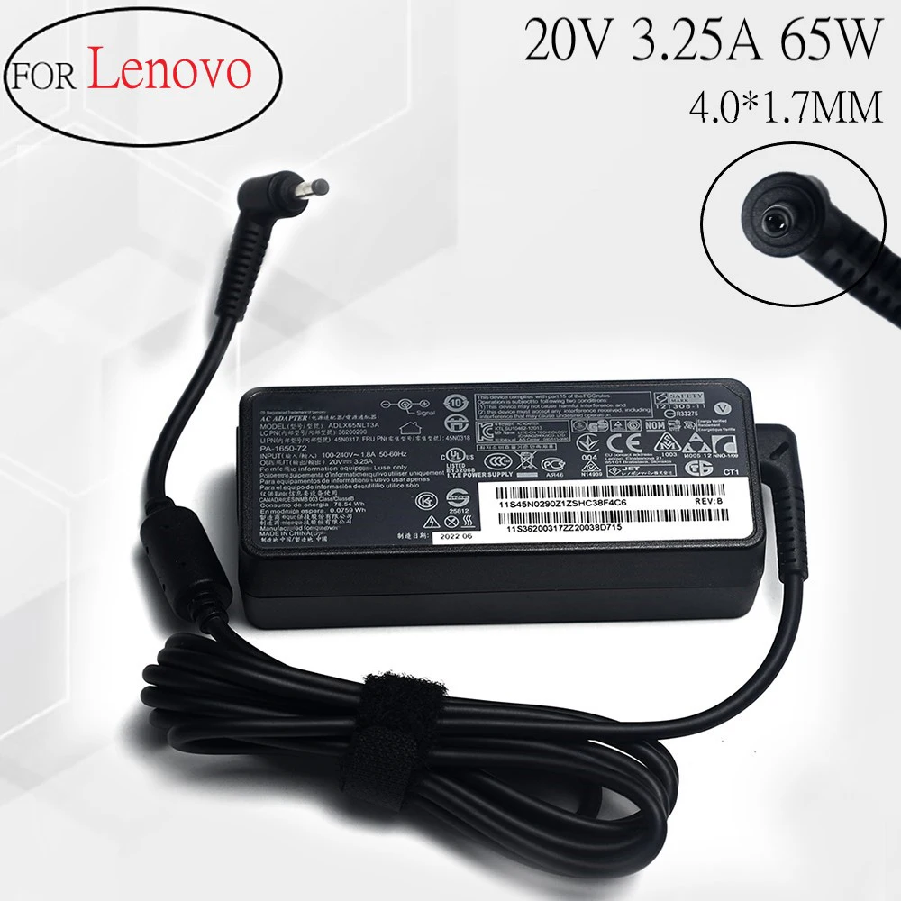 20V 3.25A 65W Laptop Charger for Lenovo IdeaPad 330 330s 320 320s 120s 130 310 510 520 530S Yoga 310 510 520 530 710 510-14ISK