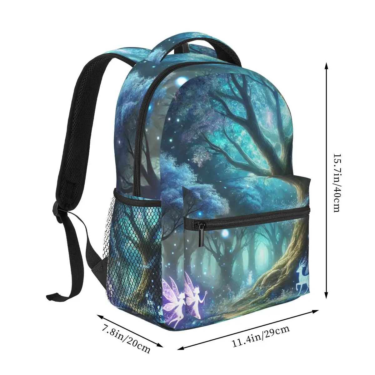 Glowing Enchanted Forest With Fairies And Magical Creatures Backpacks Boys Girls Bookbag Students Bags Rucksack Shoulder Bag