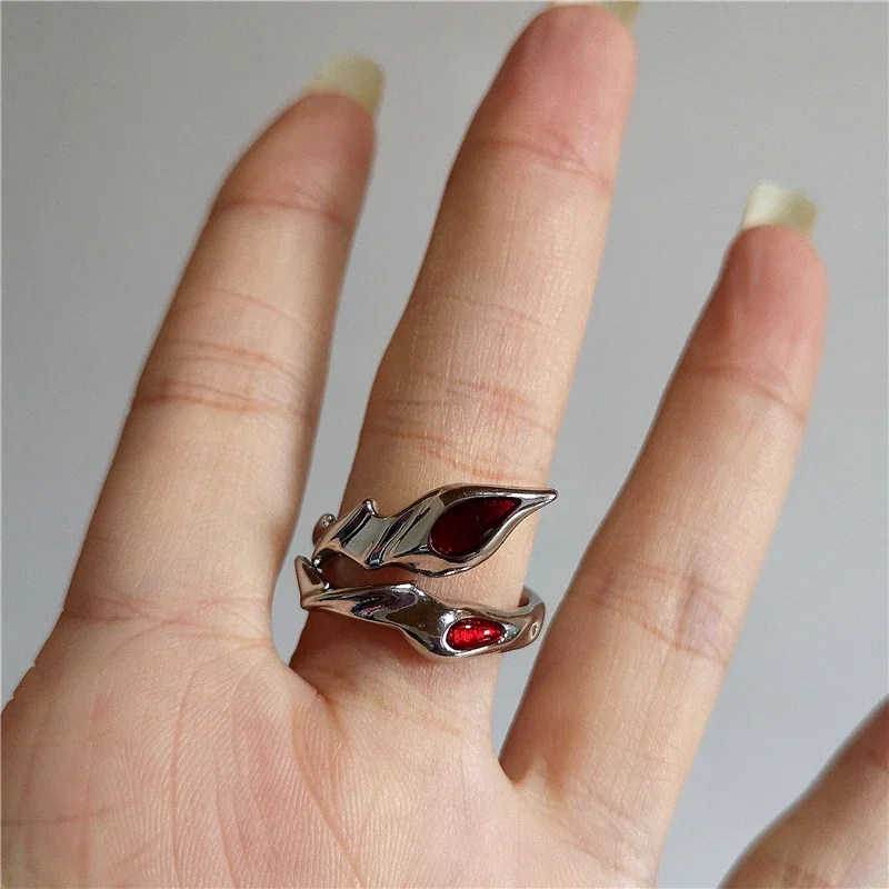 Punk Exaggerated Geometric Black & Red Cross Ring, Gothic Jewelry