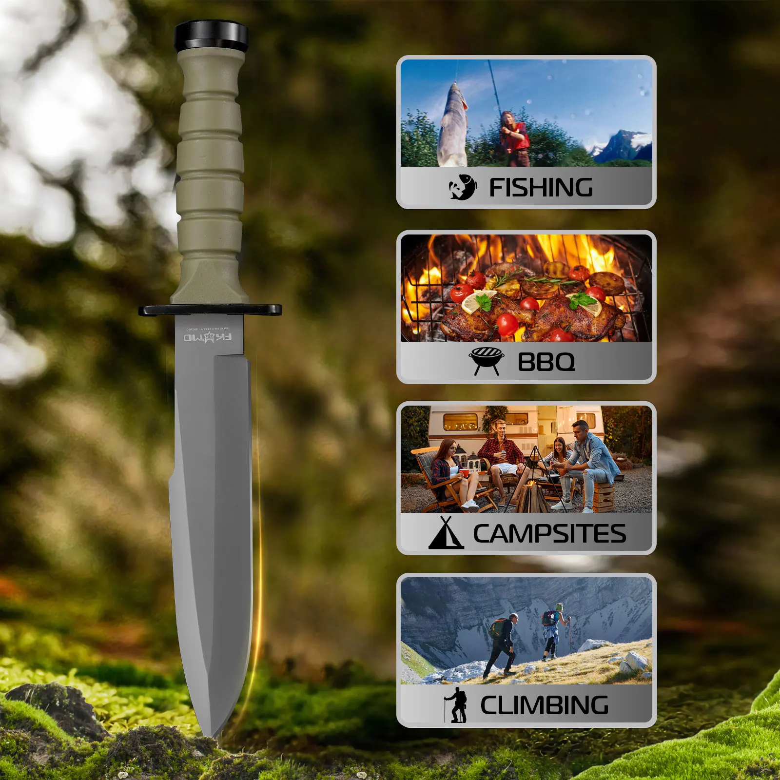 1pc,Outdoor jungle exploration knife, camping knife, high hardness straight knife, tactical knife, survival knife, hunting knife