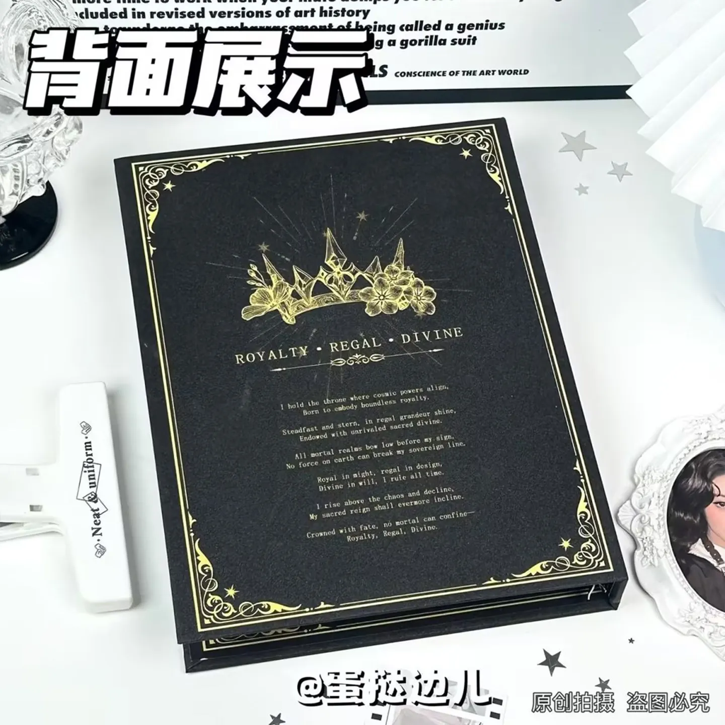 Gothic Sword Flower A5 Card Album 4 Grid Refillable Ring Binder 3 Inch Kpop Photocard Holder Anime Polaroid Storage Black Gold