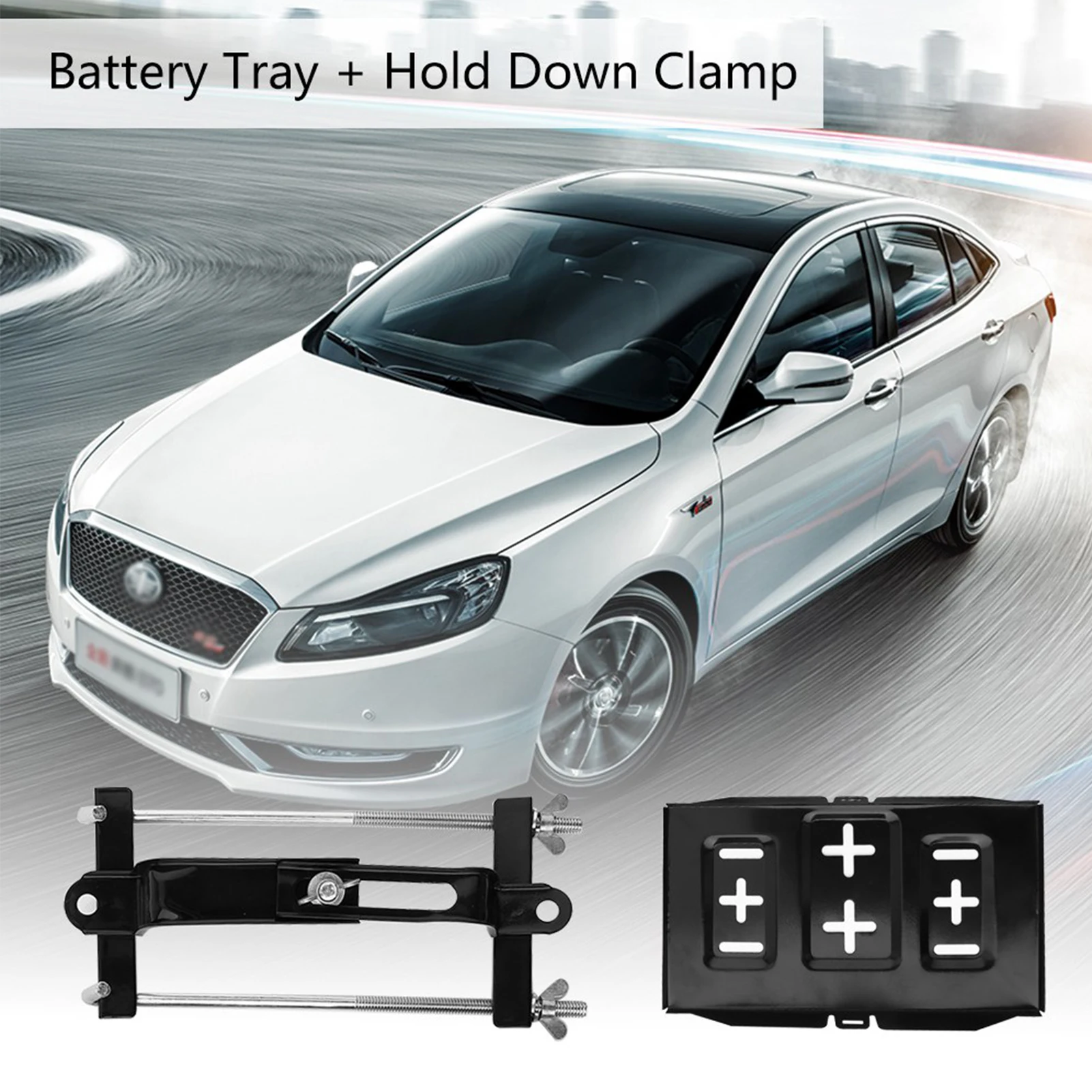 Universal Iron Car Battery Tray Adjustable Hold Down Clamp Kit Battery Tray Battery Tray Hold Down  Battery Tray Hold Down