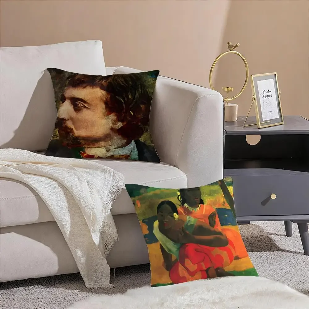 Classic Artist P-Paul Gauguin Cushion Cover Pillowcase Short Plush Invisible zipper Room Sofa Cushion Cover