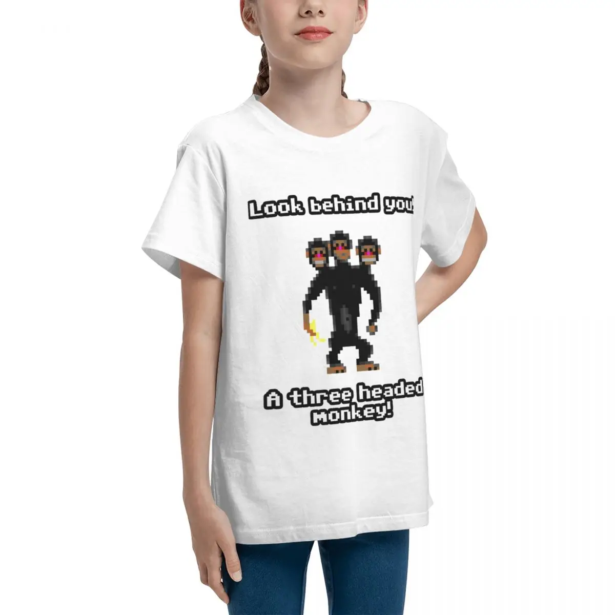 Teenagers Basic Short Sleeve T-Shirt Monkey Quotes Three Headed Monkey SexyTop quality Top tee Hipster Funny Geek Teeanger