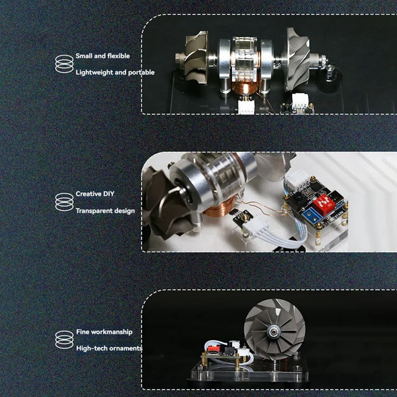 A69F-Turbine Blade Motor Turbo Brushless Motor Model Supercharged Aero Engine Cnc Metal Creative DIY Technology Toy