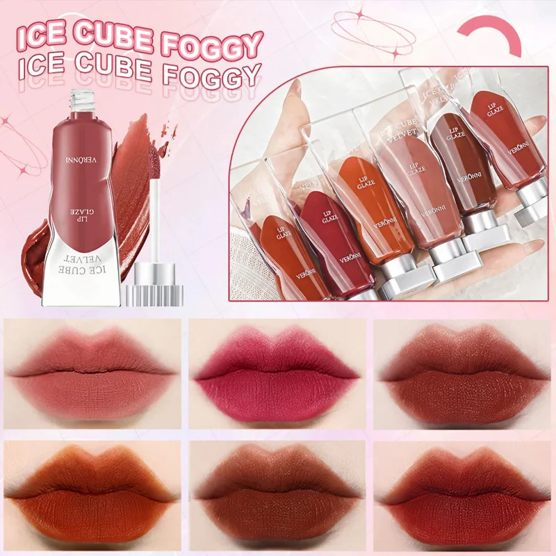 VERONNI Lip Tint Matte 12 Hours Long Lasting Liquid Lipstick Waterproof Cosmetic  Not Easily Stained With Cup Lippy