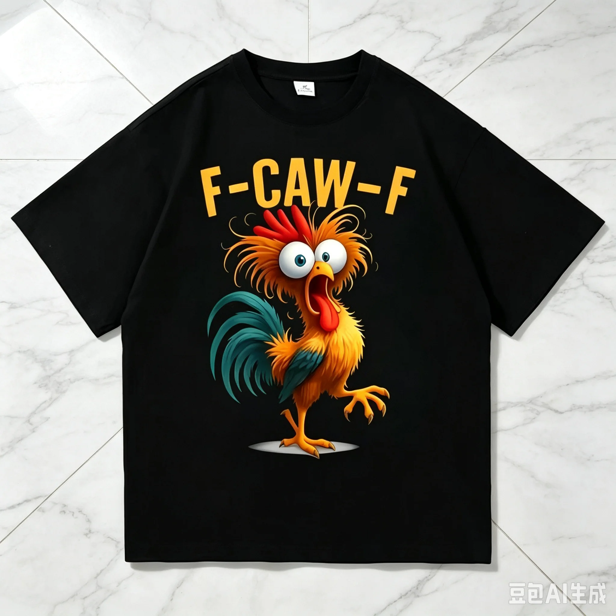 Vintage Crazy Roose Funny Crow F-CAW-F Chicken Humor T-Shirt for Women Crewneck Short Sleeve Print Unseix Summer Y2k Printed Top