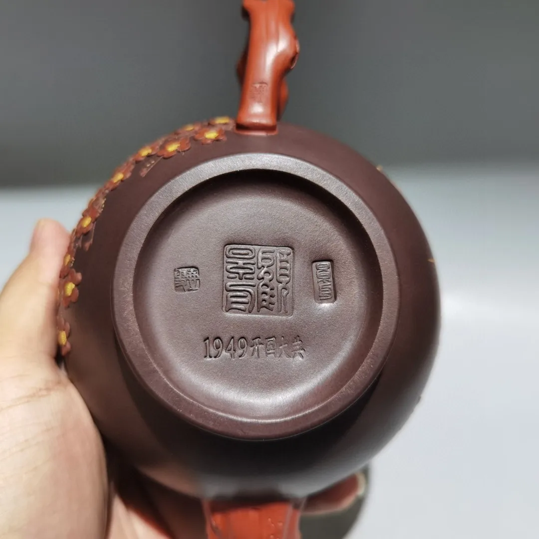 Folk Yixing Purple Clay Teapot Plum Blossom Spring Pot teapot kettle tea ceremony  Amass wealth Ornaments