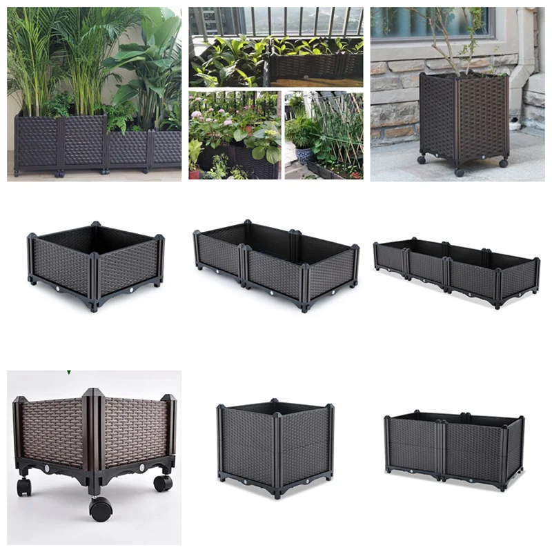 Garden Bed Balcony Large Veg Planting Box Assembled Reusable Square Flower Grow Pot Home Courtyard Planting Planters Equipment