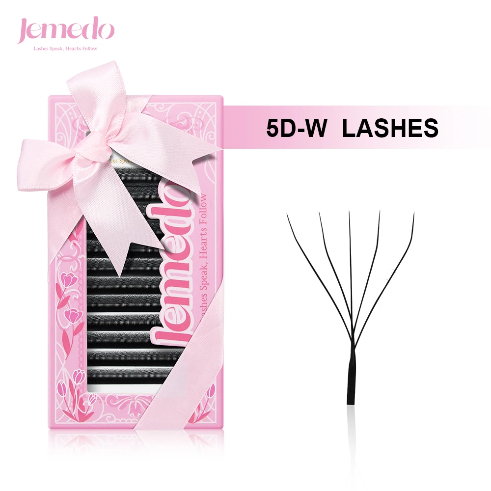 

JEMEDO 5D Lash Extensions 0.07mm W-Shape Eyelash Extensions Natural Premade Volume Fans C/D/M Curl Lashes For Beauty Eye Makeup