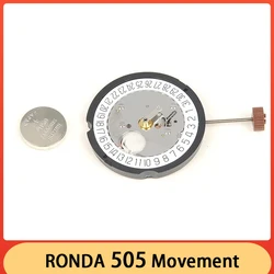 New Original RONDA 505 Movement  Quartz Movement 3 Hands Date At 3/6 Watch Movement Accessories With Battery