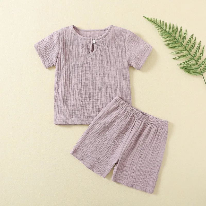 Ensemble de vêtements d\'été en mousseline pour bébé, t-shirt, short en Y, tenue pour enfants, tenue décontractée pour enfants, ensembles de