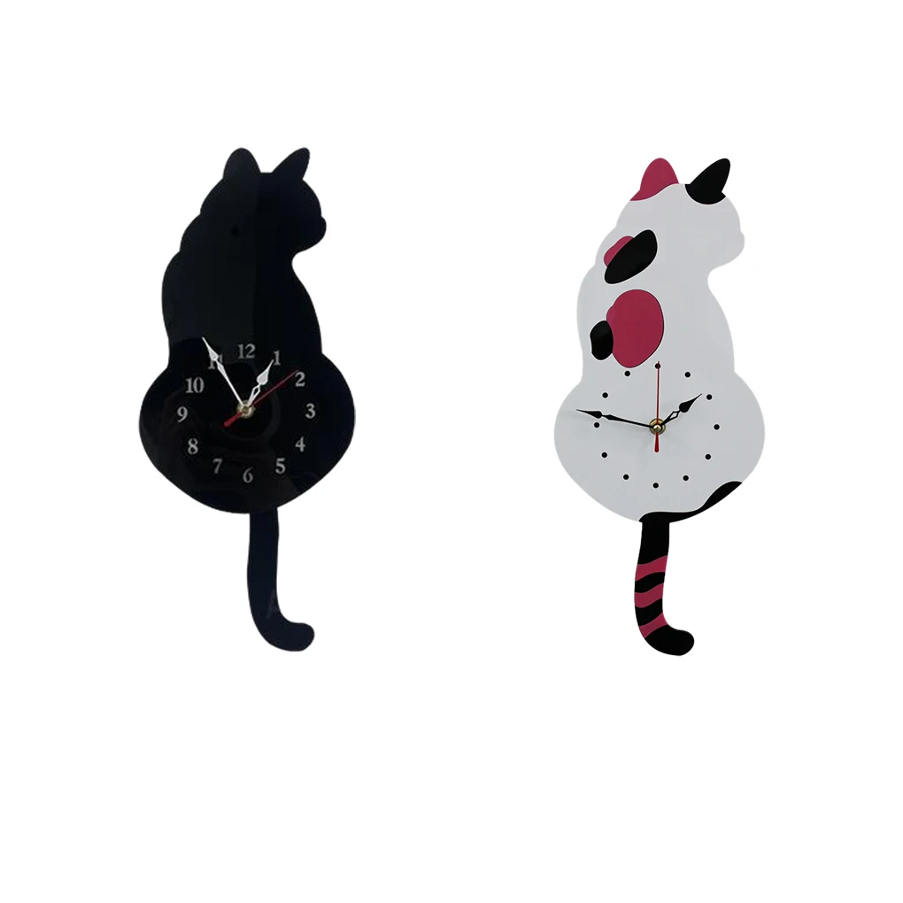 ABS Cat Wall Clock Silent Operation And Accurate Timekeeping Durable Construction Unique Style