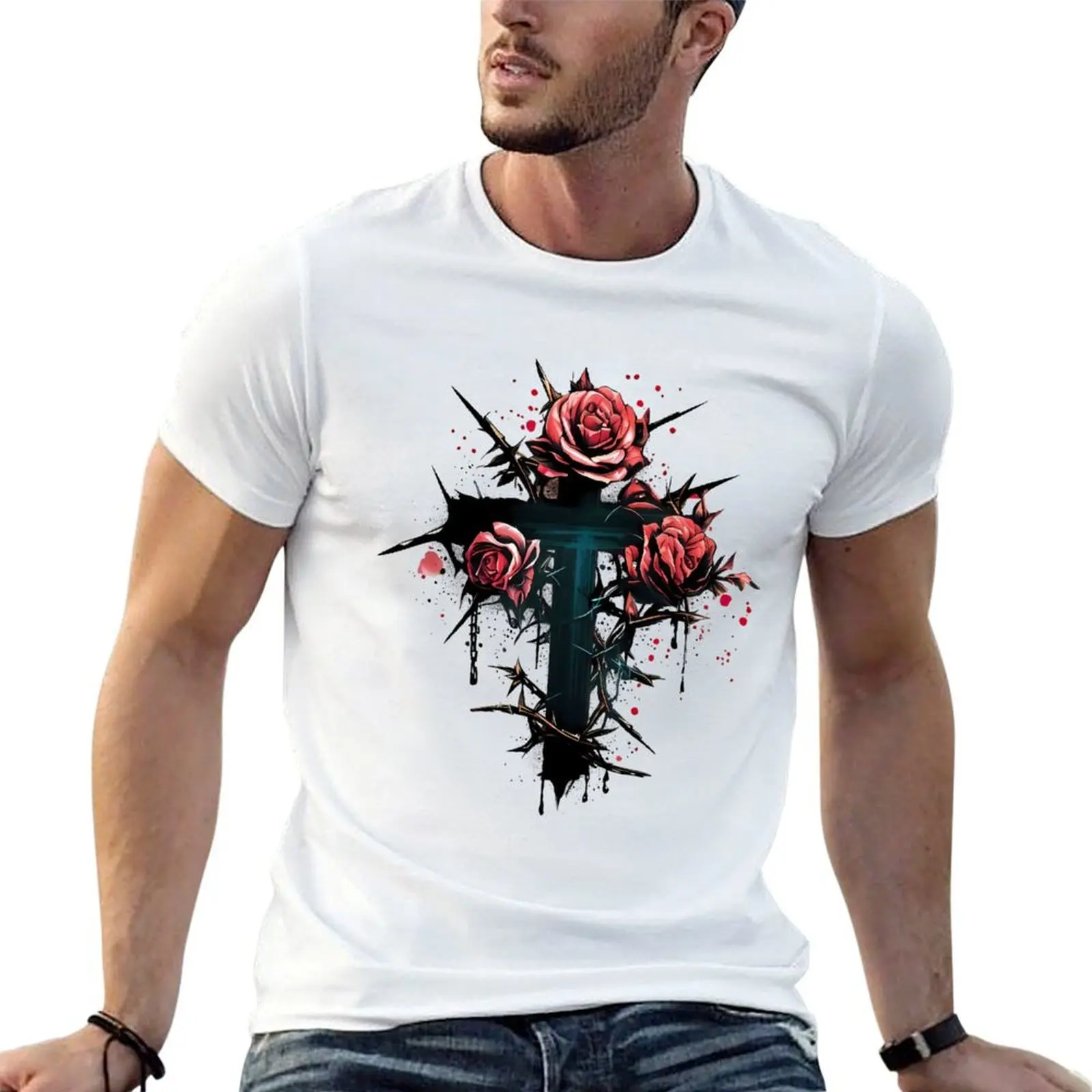 Thorns and Roses T-Shirt funny costumes man t shirt clothes for men