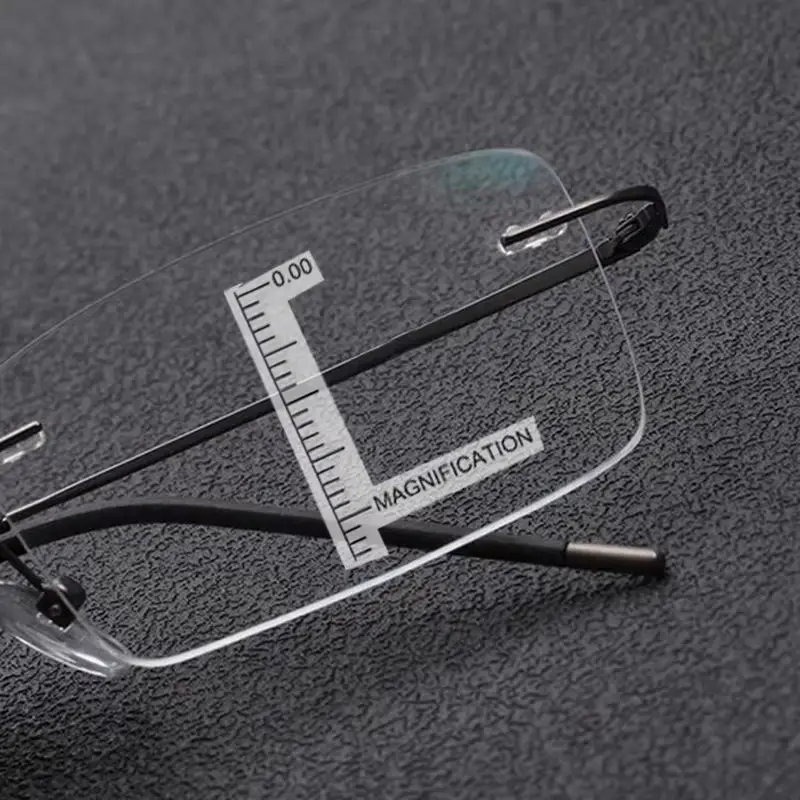 Ultraleichte Tr90 Randlose Progressive Multifokal-Lesebrille für Herren Titanrahmen Anti-Blaulicht Presbyopie-Brille 1,0-3,5