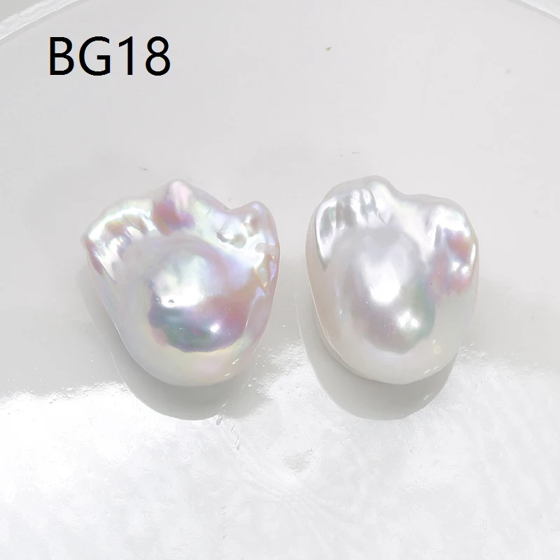 Wholesale Natural freshwater Baroque aurora color profile-shaped pearl naked bead Loose bead DIY Earrings jewelry 15-20mm Bg
