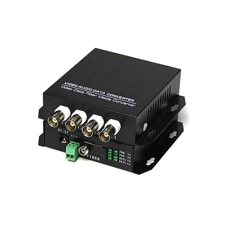 Video Fiber Optic Converter 4Ch With RS485 Return Data 720P  960P CVI AHD  HD