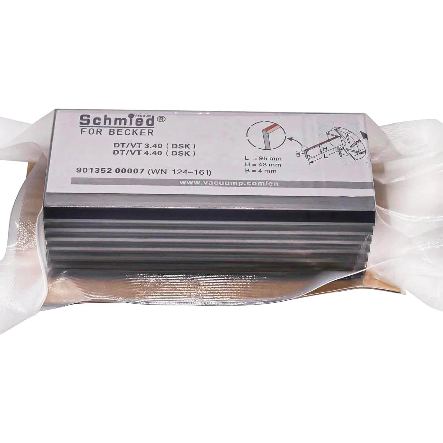 7 Pack Vane WN124-161 90135200007 for Becker Vacuum Pump DT 3.40, T 3.40, VT 3.40, DT 4.40, T 4.40, VT 4.40, T3.41DSK, 95-43-4mm