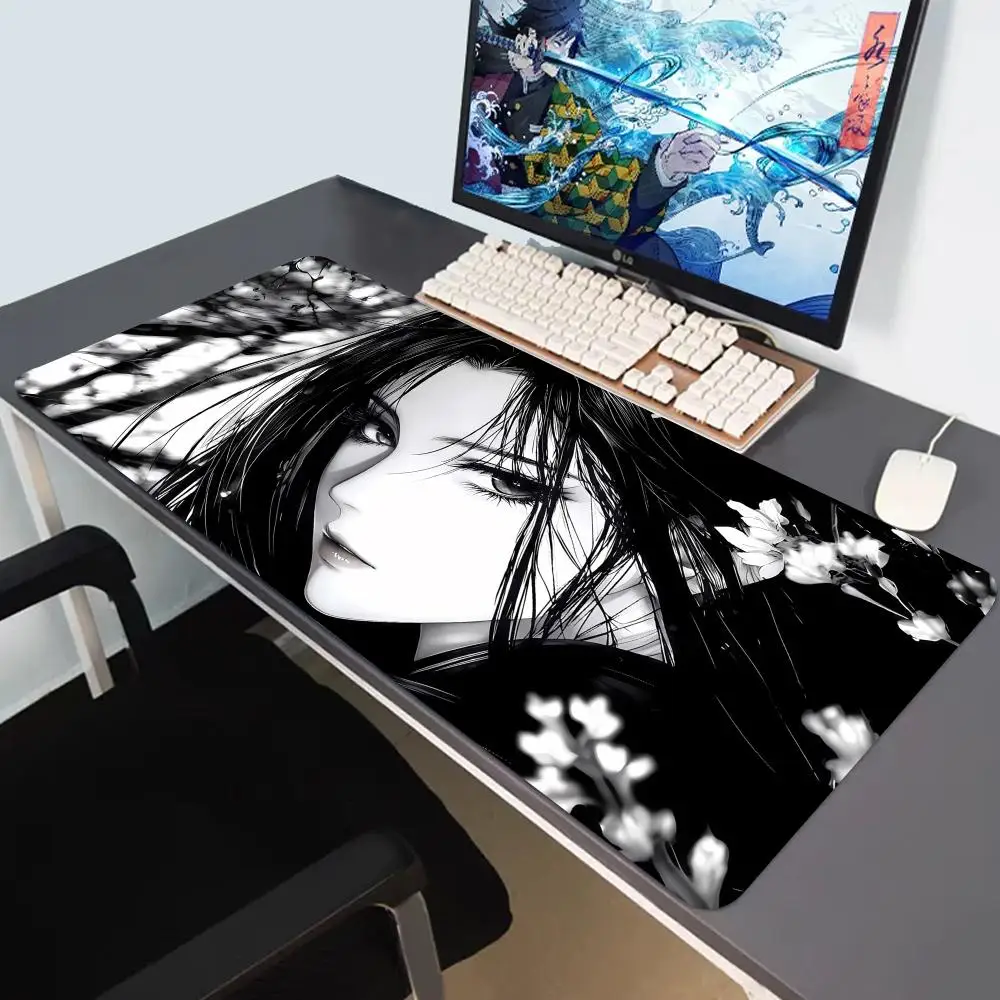 

Ink Style Anime Girl MousePad Large Anti-Slip Rubber Gaming MousePad Durable Desk Pad Thick Seam Edge Suitable for Office
