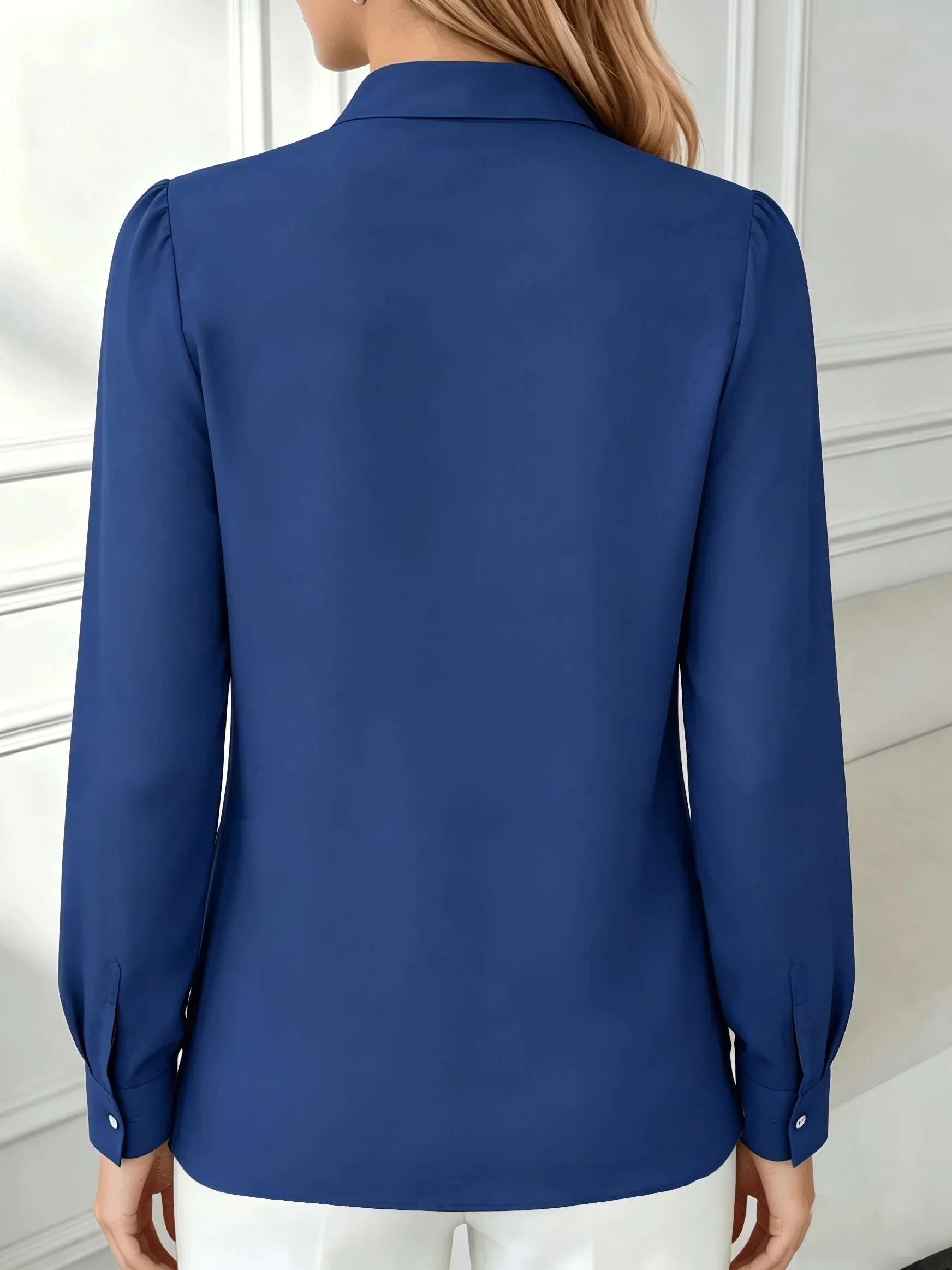 Elegante, lässige Damenbluse mit langen Ärmeln – perfekt für den Wochenendurlaub – Detail 2