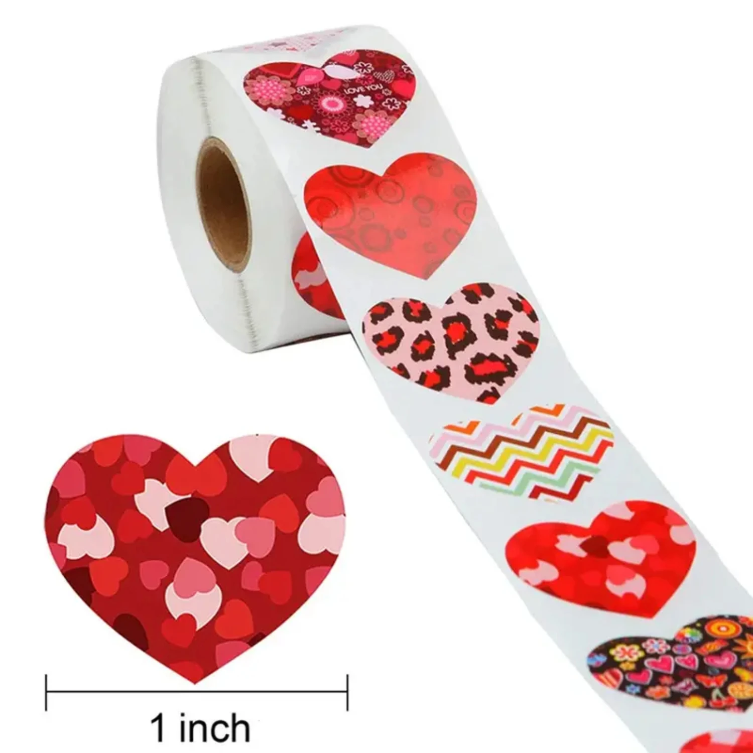 500pcs Self-adhesive Leopard Print Heart Shaped Valentine's Day Sealing Stickers