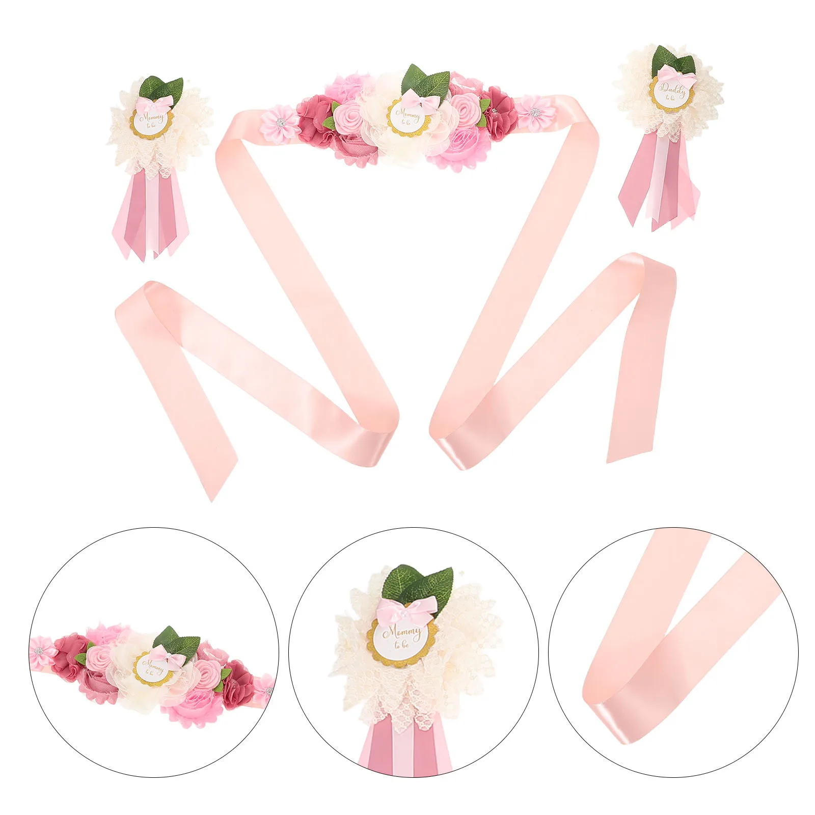 

1Set Maternity Floral Belt Elegant Flower Design Decorative Sash for Shower Pregnancy Photoshoot Prop Comfortable