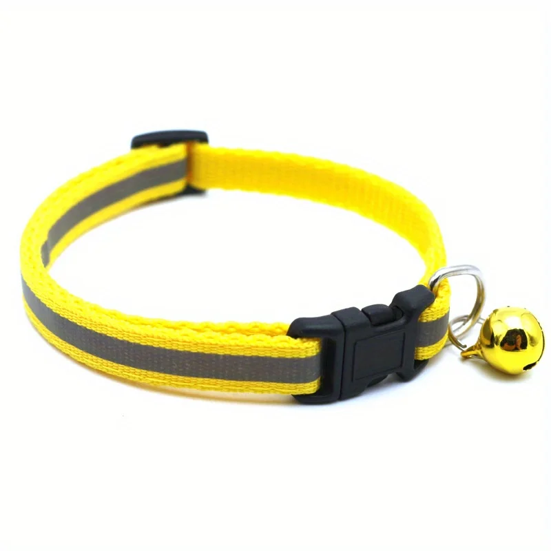 8pcs Reflective Pet Collar with Bell for Cats and Dogs - Keep Your Pet Safe and Stylish at Night