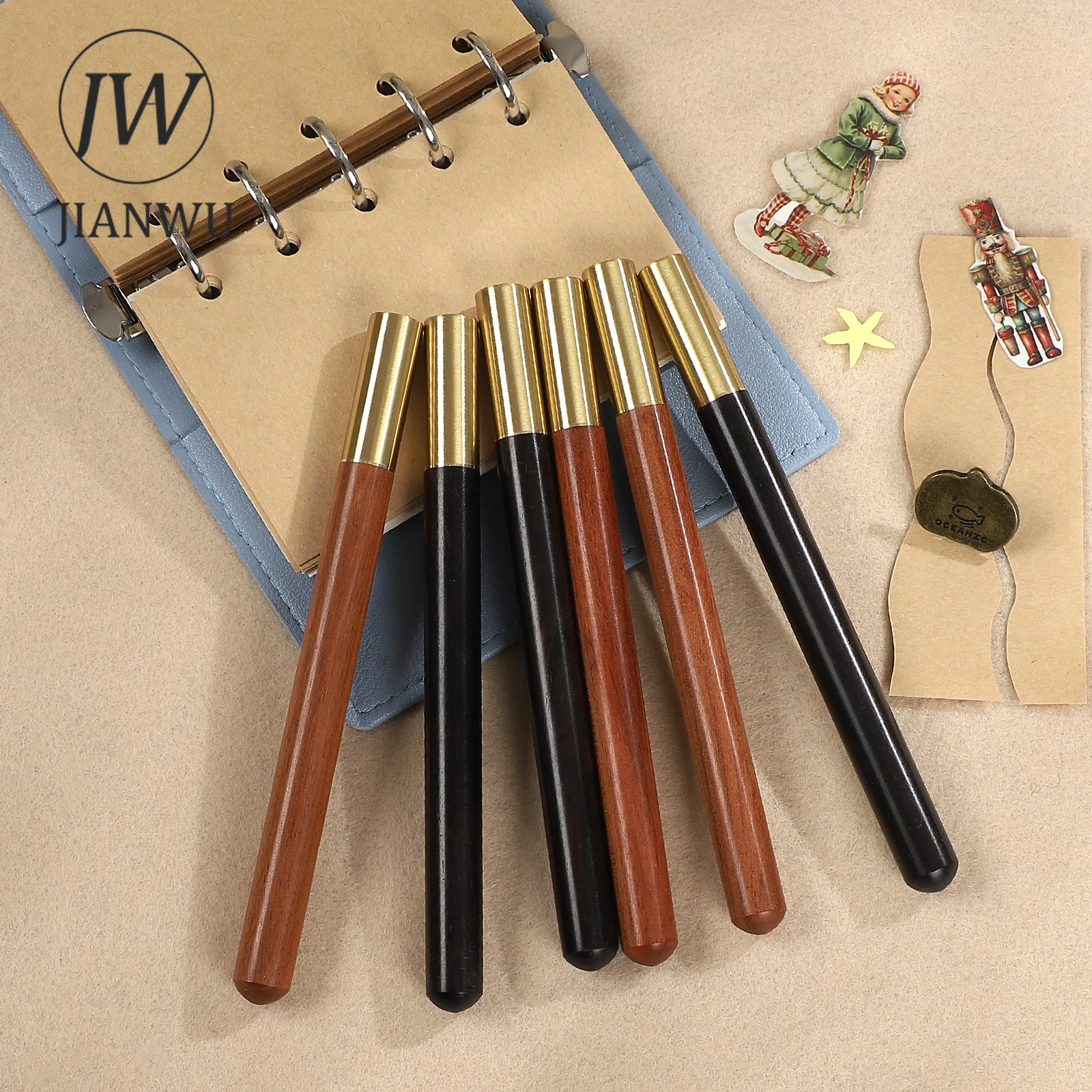 JIANWU Vintage Pen Shaped Paper Cutting Wooden Hand Carving Knife Journal Material Portable Cutting Tools Creative Stationery